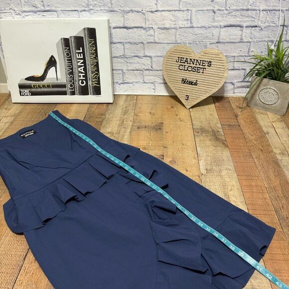 Boutique Moschino blue Ruffled Cotton Sleeveless Peplum Dress 12 - Picture 5 of 14